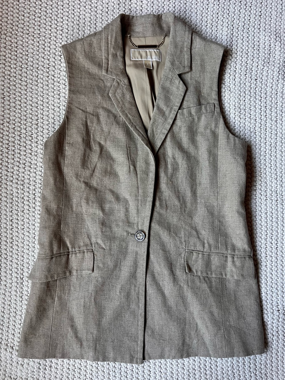 Michael Kors Linen Vest Size Quiet Luxury Coastal Academia Office Chic Sz Small